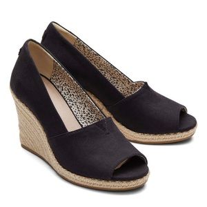 NIB Toms Michelle Espadrille Wedge Black size 8